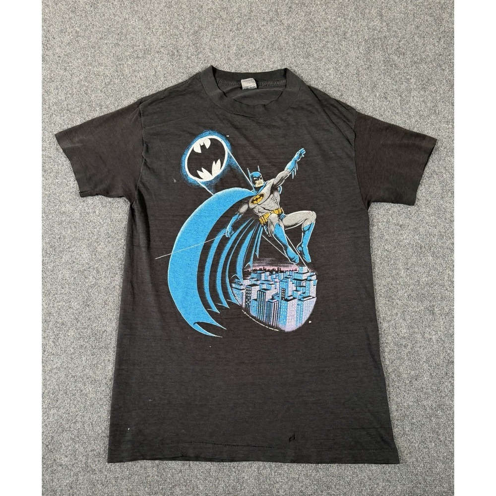 Vintage 1988 Batman DC Comics Single Stitch Black Graphic T Shirt Mens Small USA